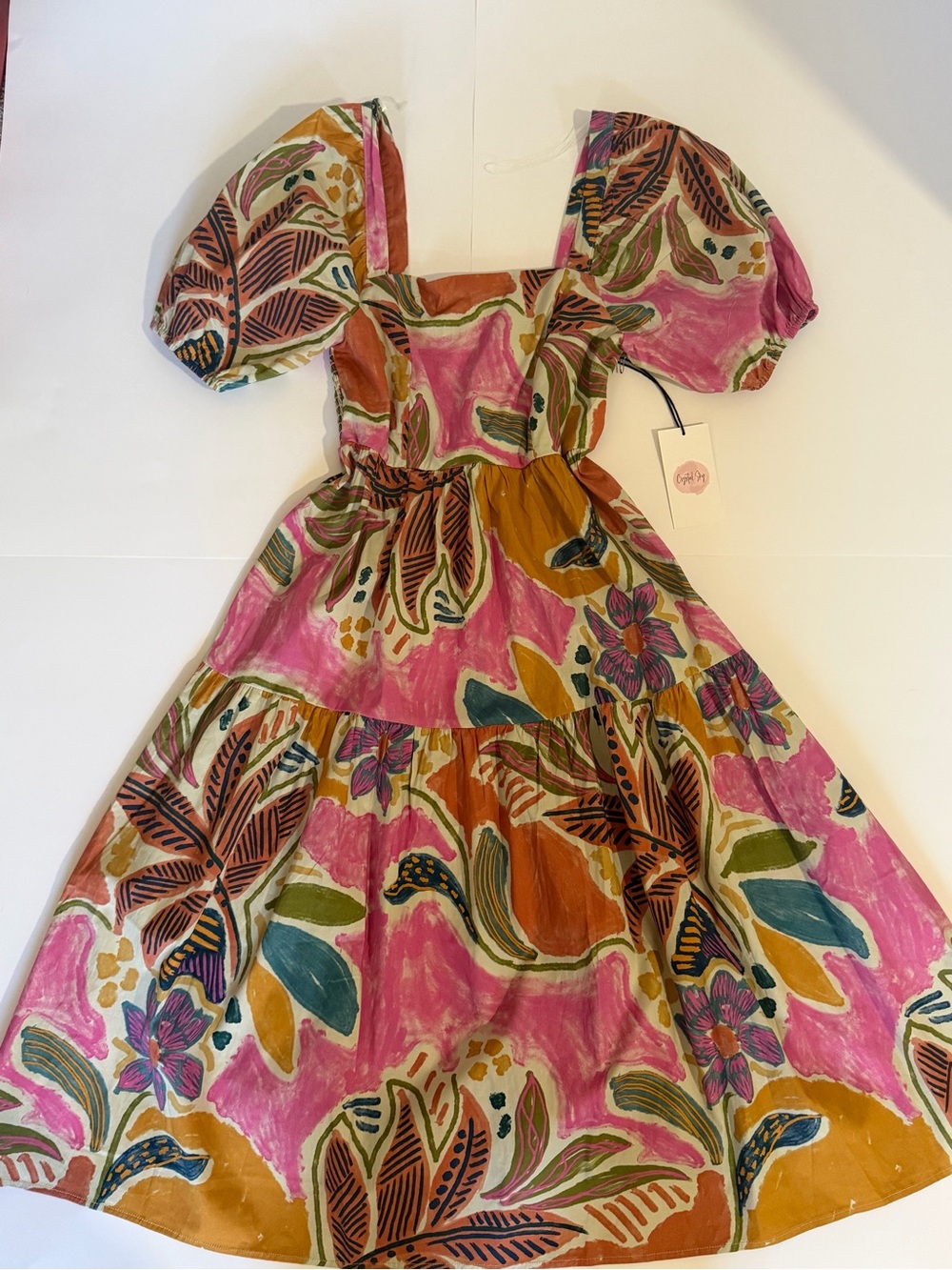 Crystal Sky NWT Tropical Floral Puff-Sleeve Dress